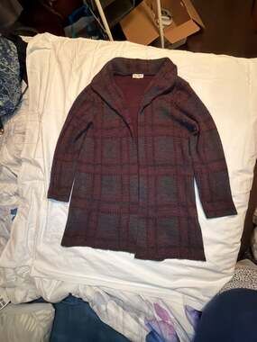 Song n Spirit Open Front Plaid Knit Cardigan Sweater